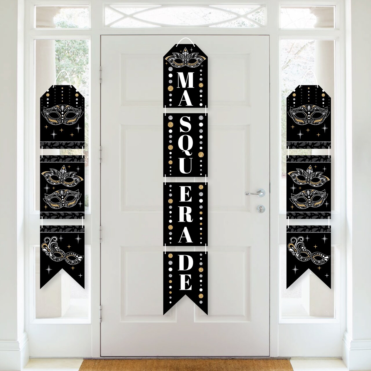 Big Dot of Happiness Masquerade - Hanging Vertical Paper Door Banners - Mask Party Wall Decoration Kit - Indoor Door Decor